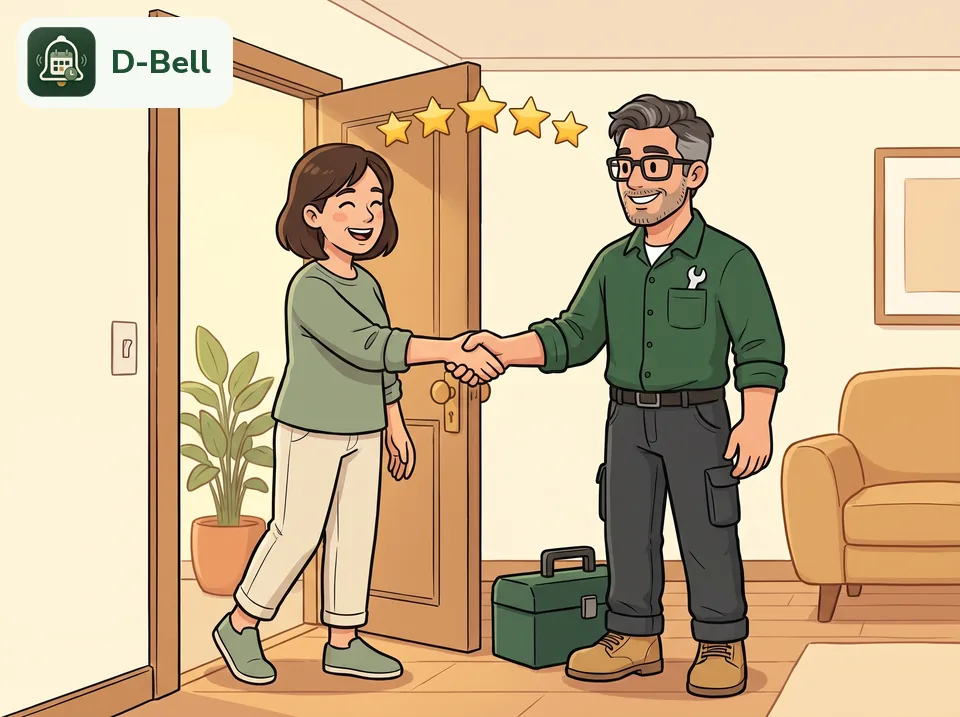 The D-Bell professional shaking hands with a happy customer after the job
