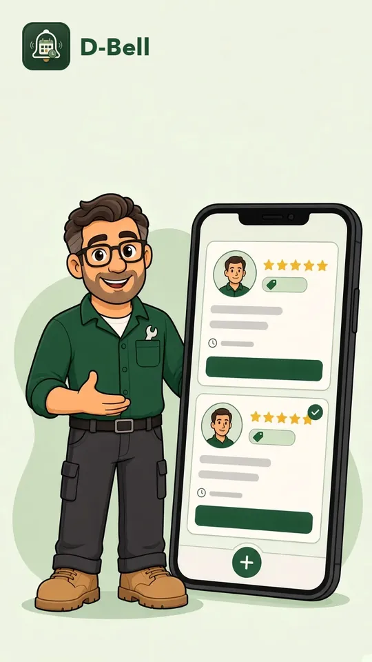 Cartoon: the D-Bell pro showing two quotes with rating and arrival time